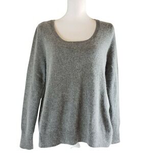 Victorias Secret Size M Gray Boxy Nylon Rabbit Wool Sweater Slouchy Cozy Casual